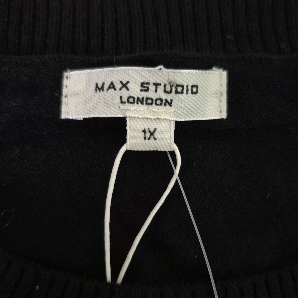 Max Studio London Dress Womens 1X Black Sweater Bodice Sheer Skirt Maxi NEW - Picture 3 of 10